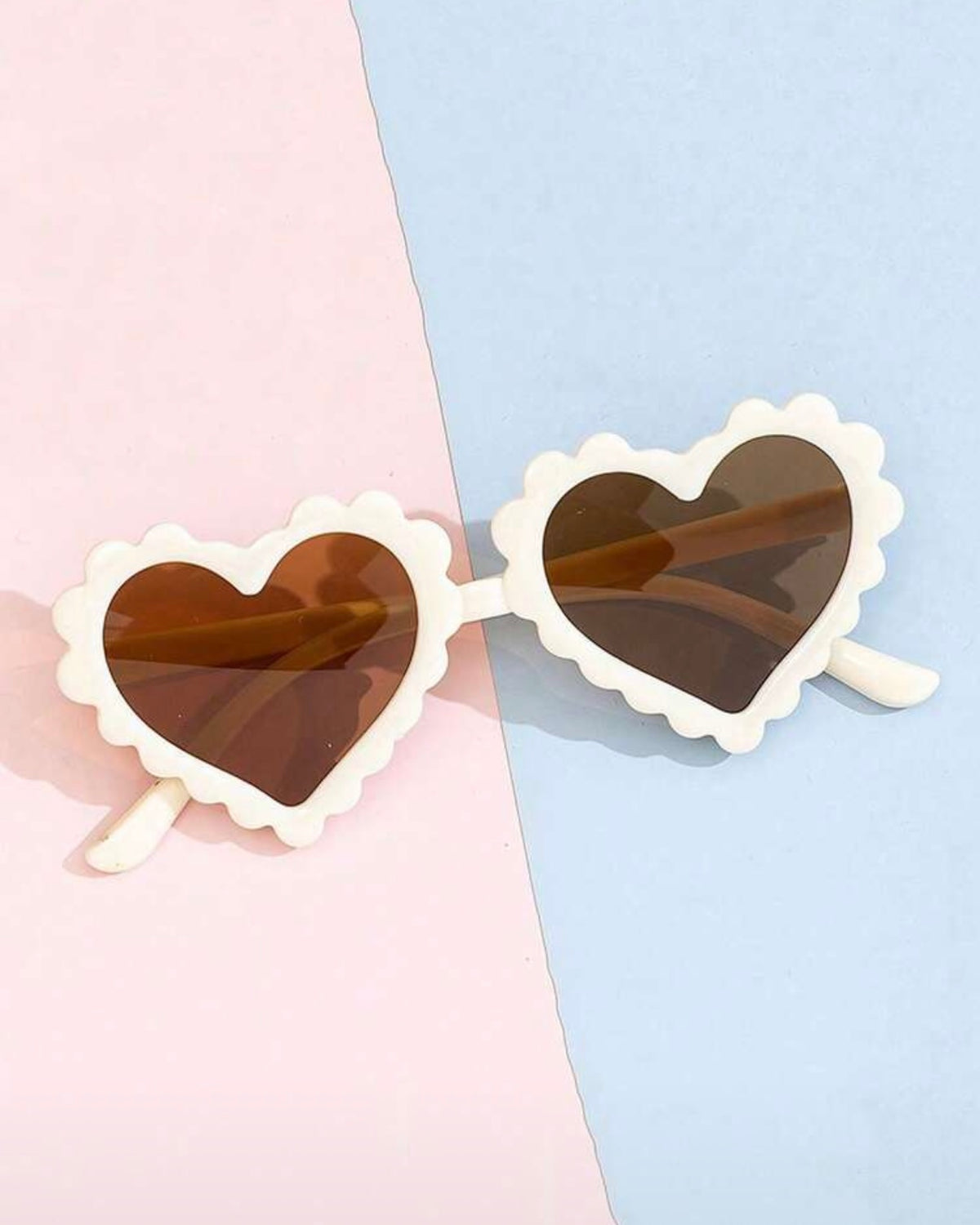 Kids Heart Shape Sunglasses – Girls UV-Protective Eyewear Peach & Cream