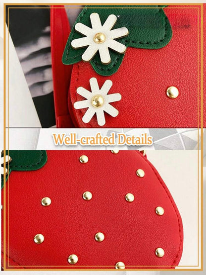 Girls Strawberry Crossbody Bag – Kids PU Leather Mini Purse