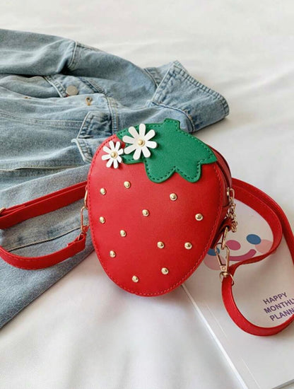 Girls Strawberry Crossbody Bag – Kids PU Leather Mini Purse