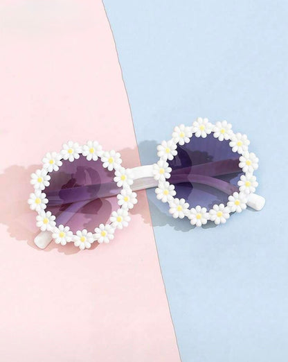 Kids Daisy Flower Sunglasses – Girls UV-Protective Eyewear Pink & White
