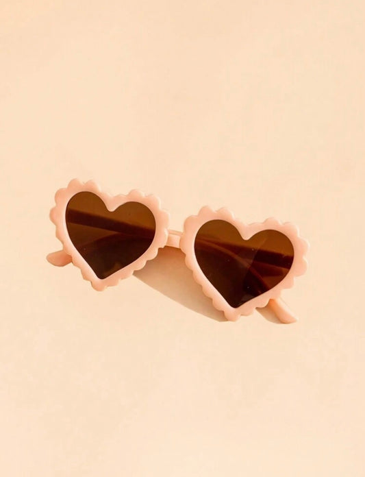 Kids Heart Shape Sunglasses – Girls UV-Protective Eyewear Peach & Cream