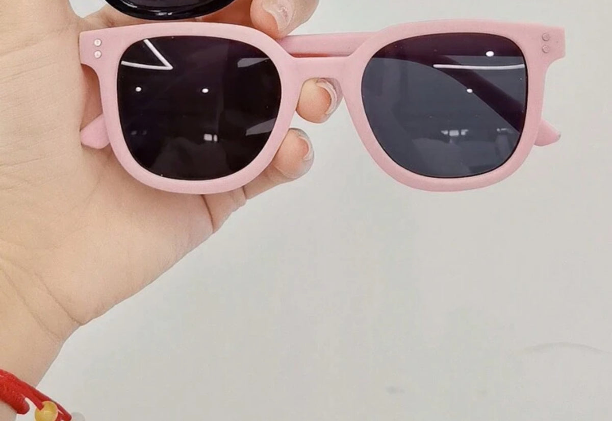 Kids Pink Square Sunglasses – Girls Trendy UV-Protective Eyewear