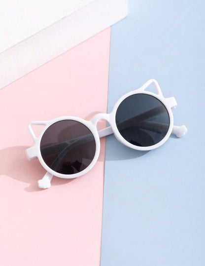 Kids Cat-Ear Sunglasses – Girls Fun UV-Protective Eyewear White & Black