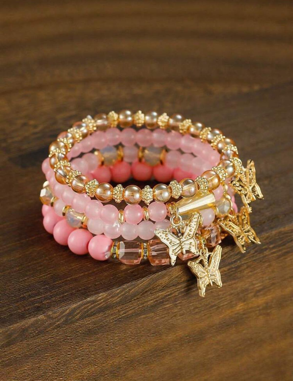 Girls Charm Bracelet – Kids Fashion Jewelry in Brown & Pink