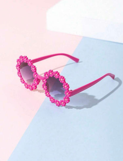 Kids Daisy Flower Sunglasses – Girls UV-Protective Eyewear Pink & White